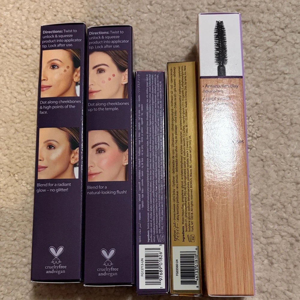 5 Piece New in Box Tarte Bundle Gifted Mascara, Liner, Lip, Blush, Highlighter